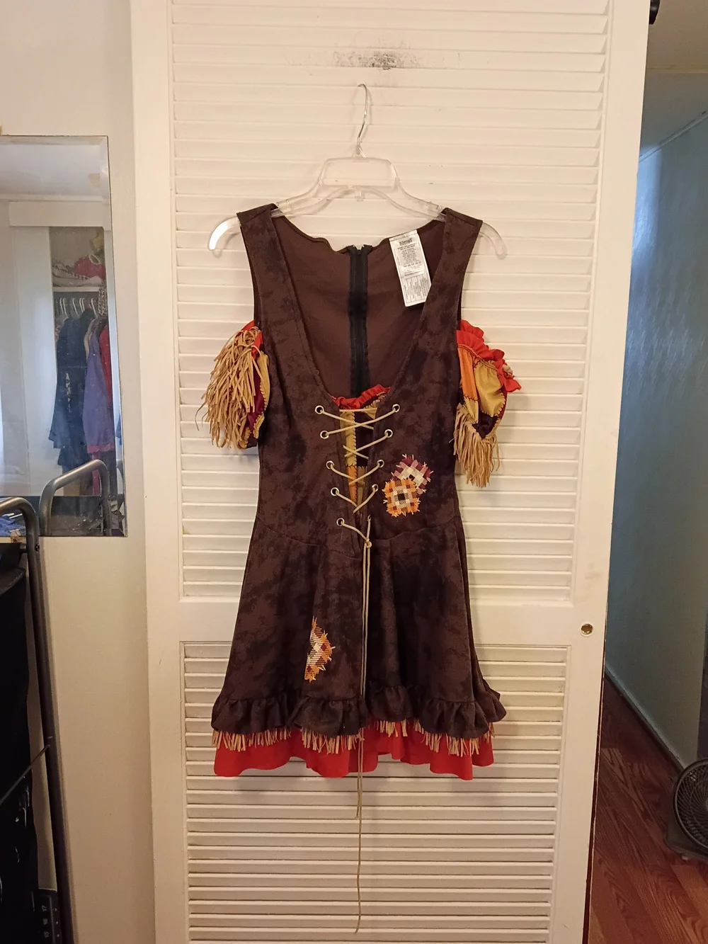 Spirit Brown and Red Patchwork Scarecrow Dress Costume